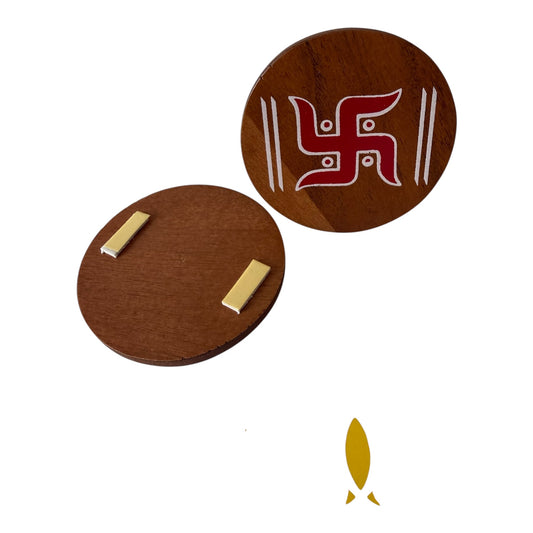 Hand-Painted Wooden Swastik : Set of 2 – Sacred Symbol of Prosperity, Good Luck & Vastu Remedy