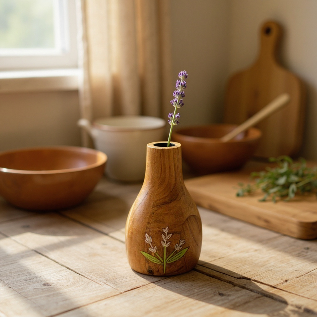 Tulip Bloom Wooden Planter – Hand-Painted Decorative Flower Vase