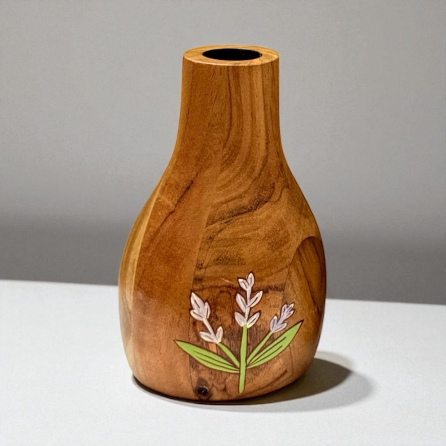 Tulip Bloom Wooden Planter – Hand-Painted Decorative Flower Vase