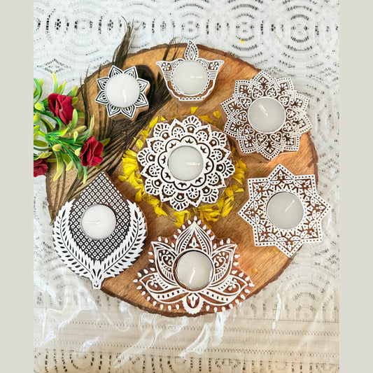 Star Shaped Wooden Tea light Candle Holder