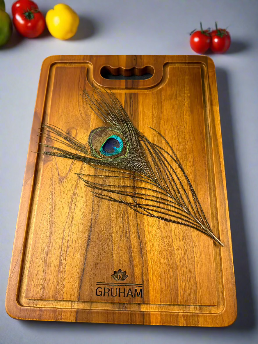 Rectangular Teakwood Cutting Board with Juice Groove - gruham