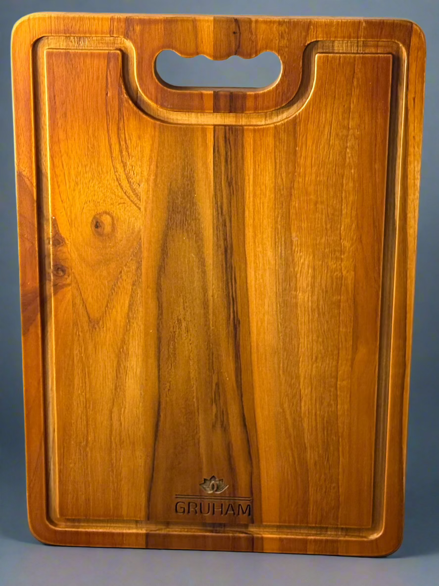 Rectangular Teakwood Cutting Board with Juice Groove - gruham