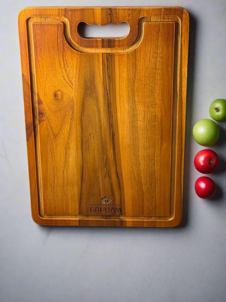 Rectangular Teakwood Cutting Board with Juice Groove - gruham
