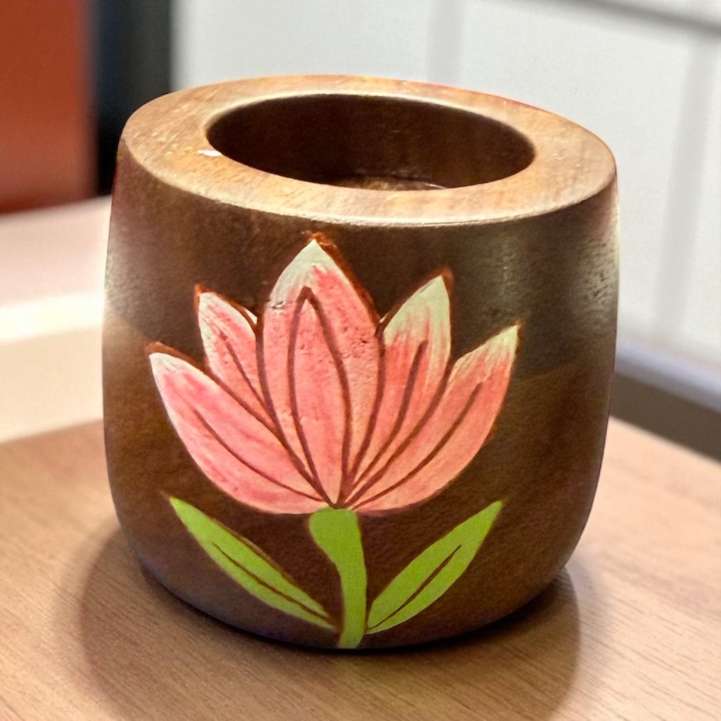 Padma Lotus Wooden Tea light Candle Holder