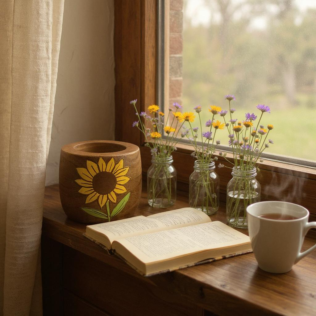Sunshine Bloom Wooden Tea Light Candle Holder