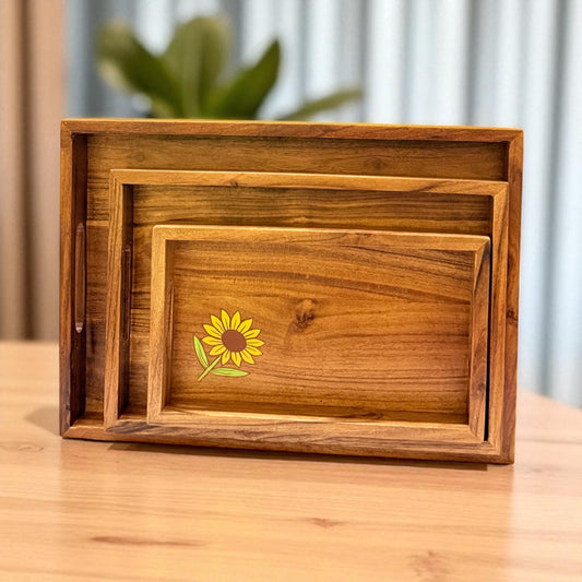 Sunshine Bloom Serving Tray – Set of 3 Large, Medium & Small