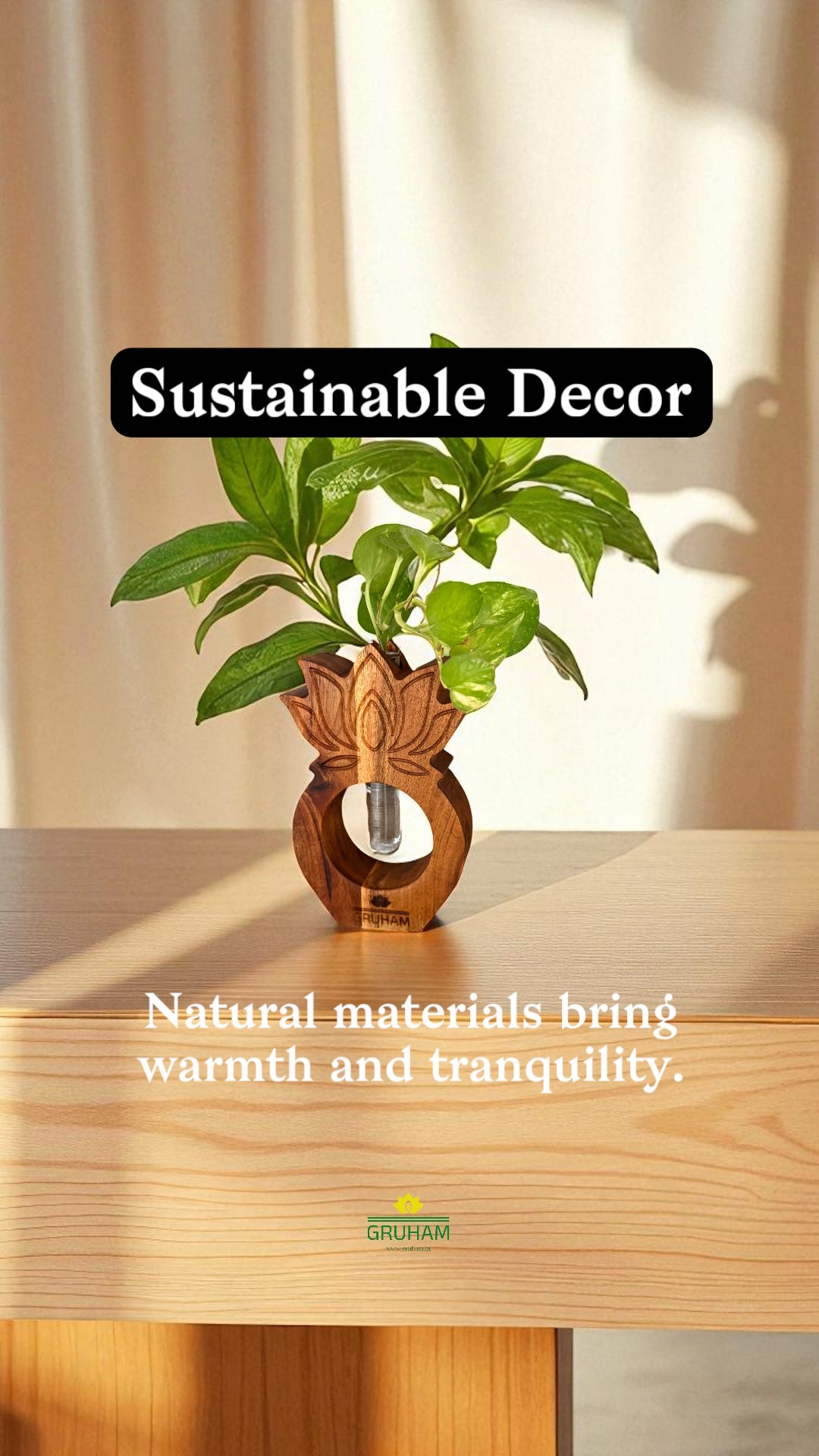 Lotus Harmony – Handcrafted Wooden Planter