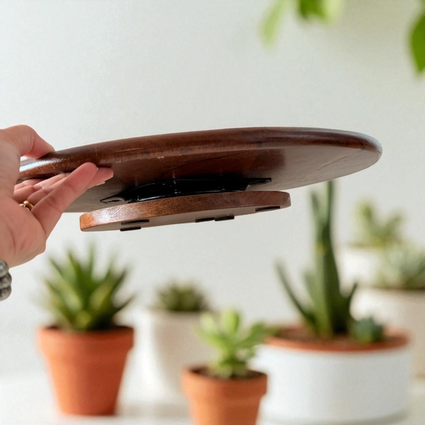 Premium Wooden Lazy Susan – Handcrafted Leaf Design | 16 inches