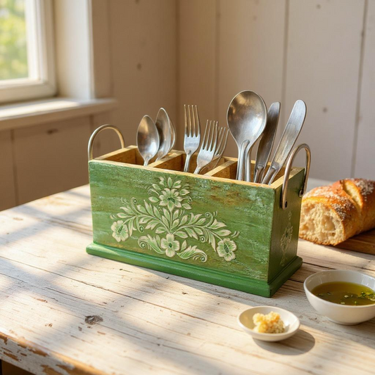 Gulzar Handpainted Leaf Cutlery Holder