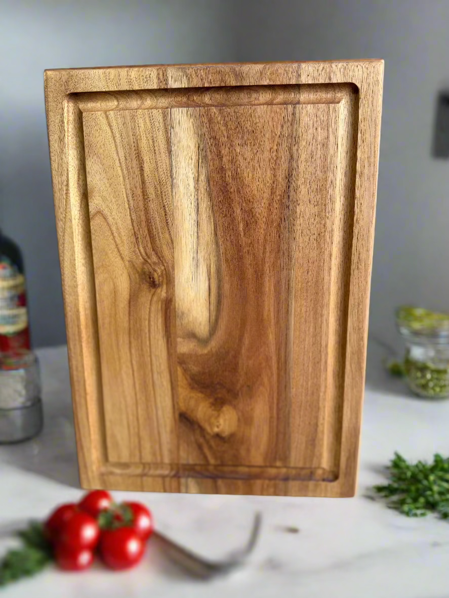 Rectangular Acacia Wood Cutting Board with Juice Groove