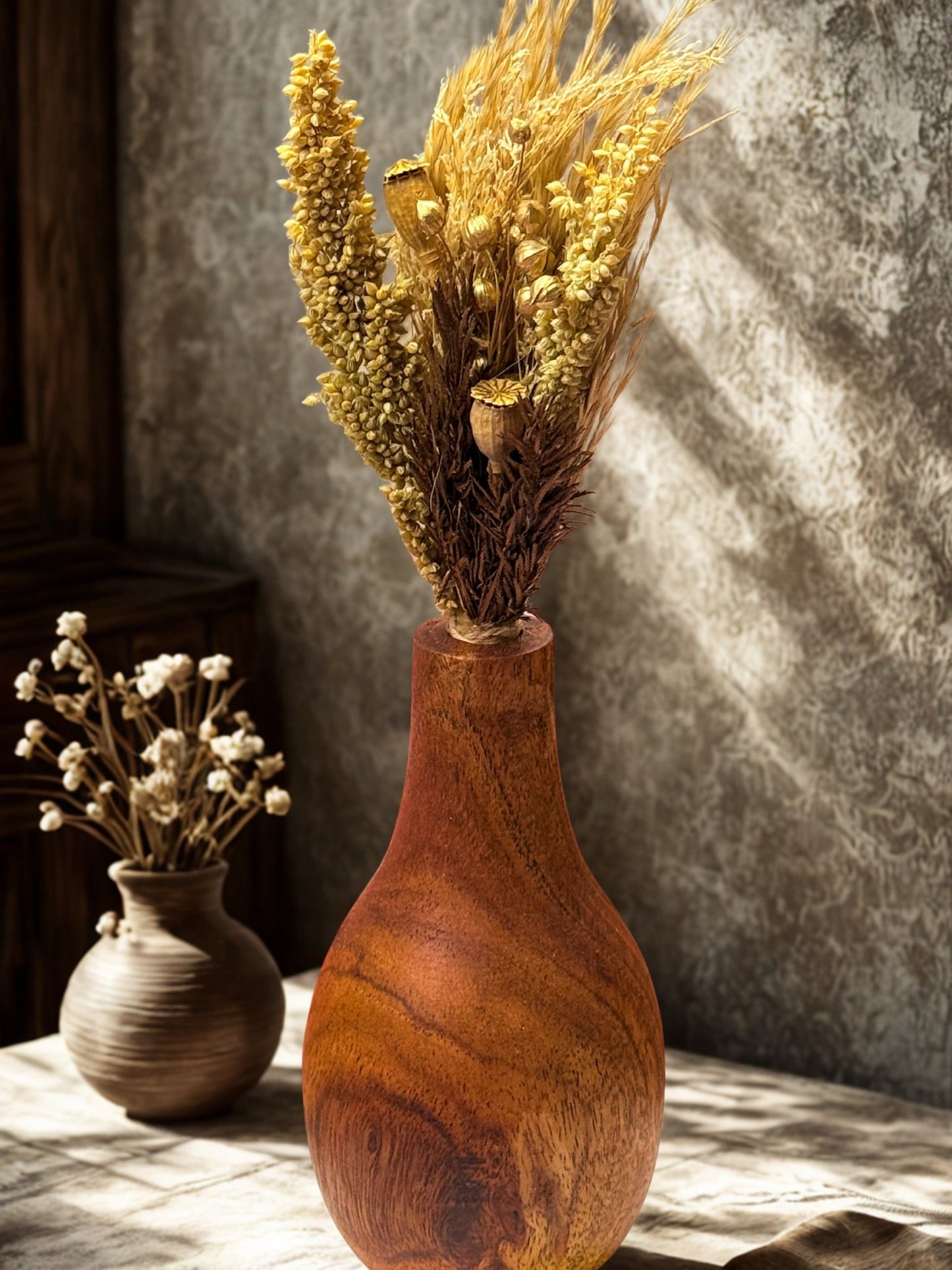 Aakar Wooden Flower Vase – Small - gruham