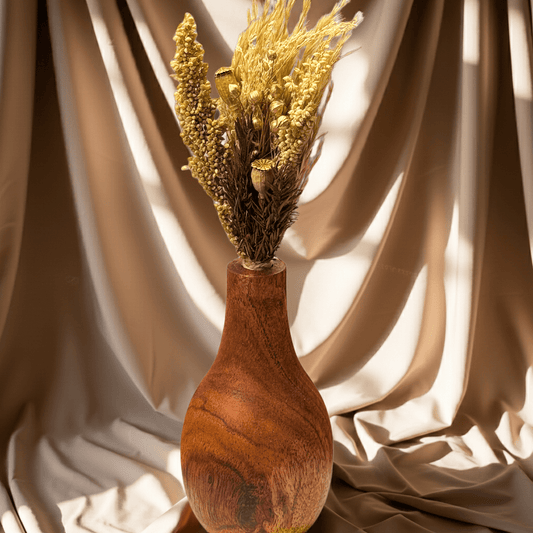 Aakar Wooden Flower Vase – Small - gruham