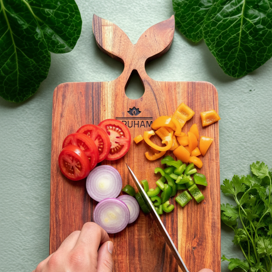 Leaf Grace Handle Wooden Cutting Board