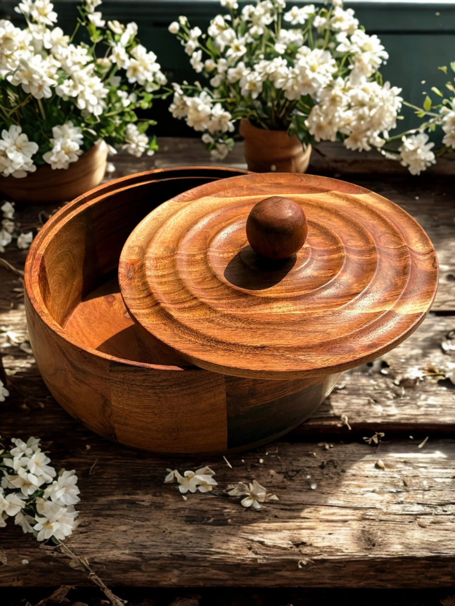 Parampara Roti Box ; Acacia Wood - gruham