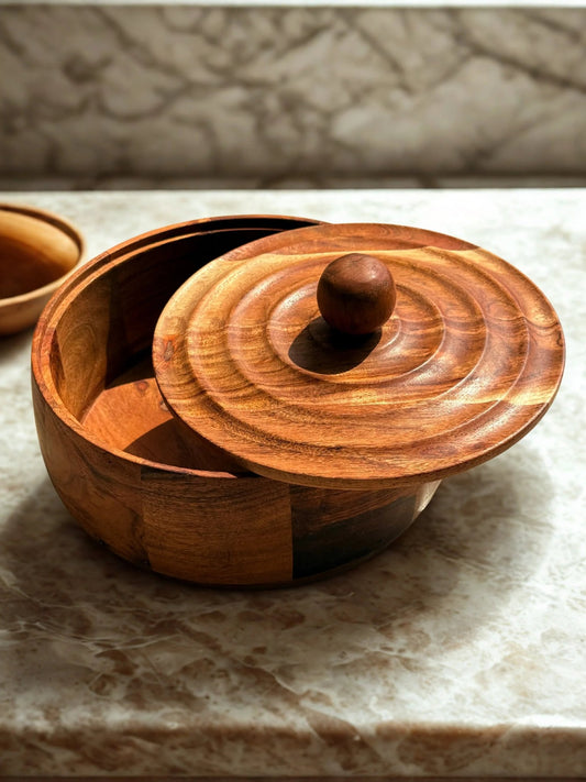 Parampara Roti Box ; Acacia Wood - gruham