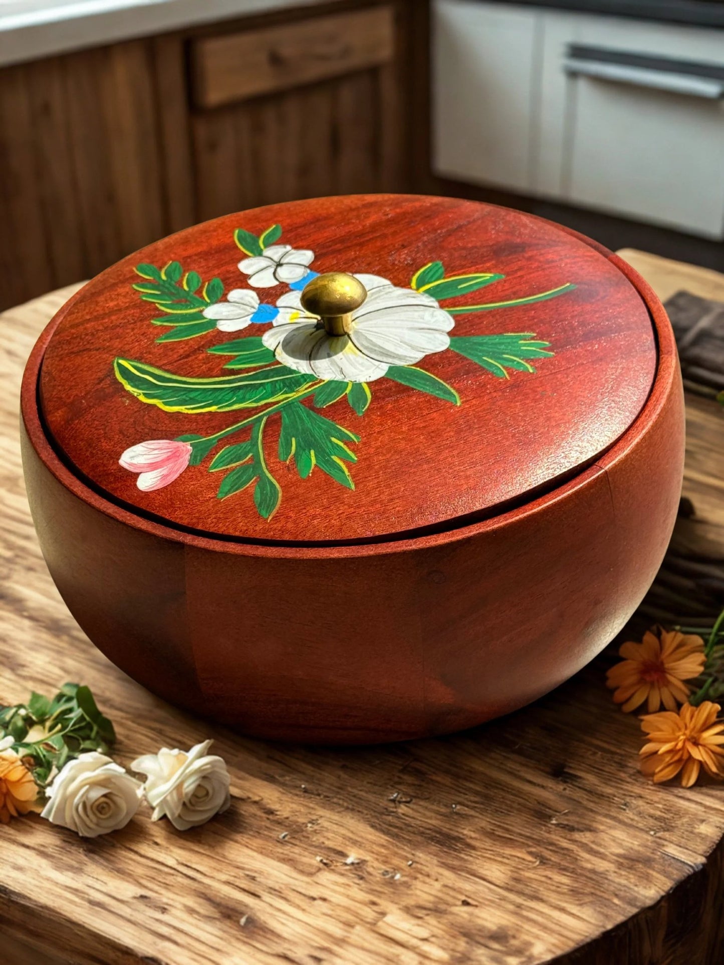 Phool Roti Box :Acacia Wood - gruham