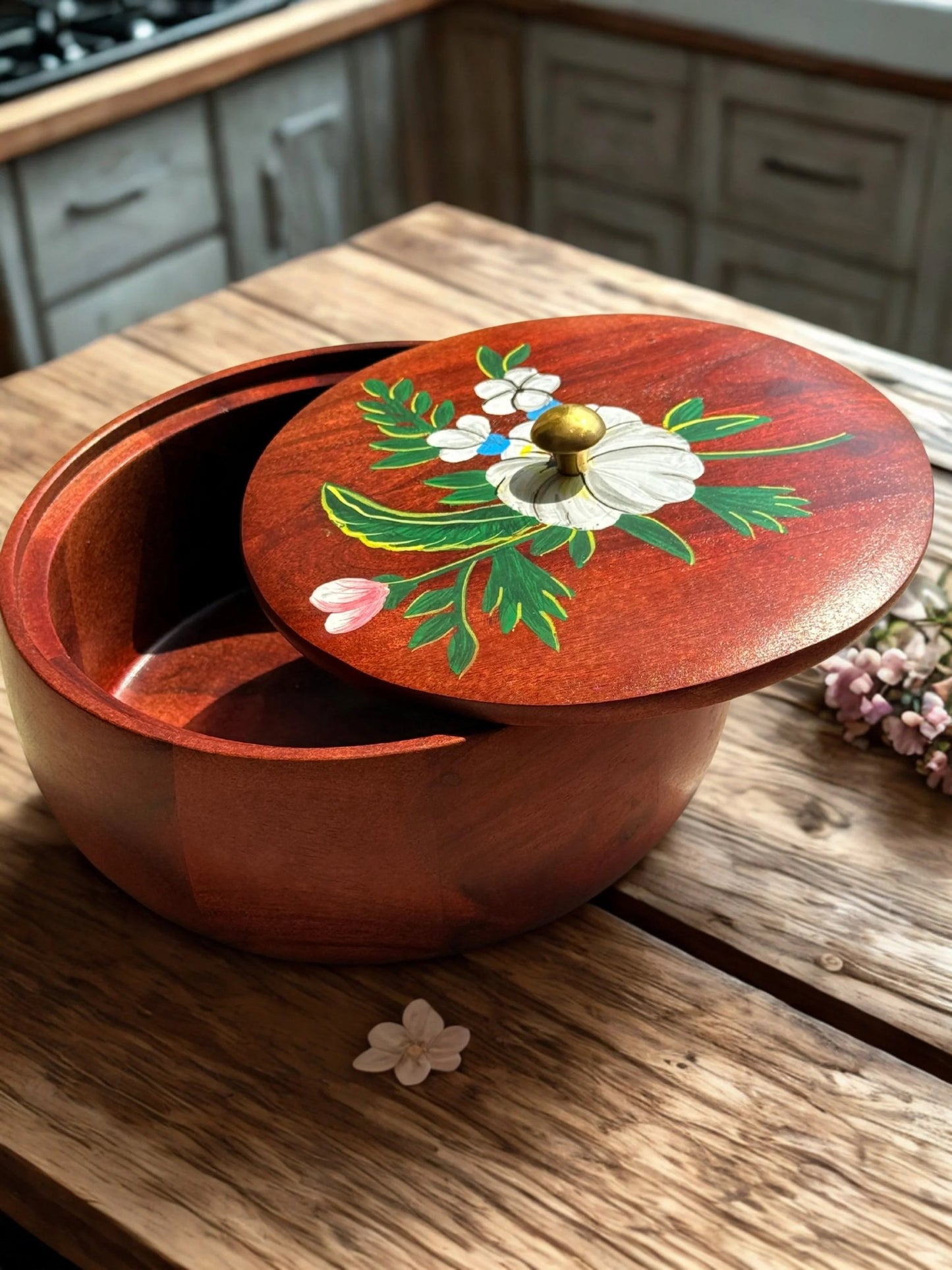 Phool Roti Box :Acacia Wood - gruham