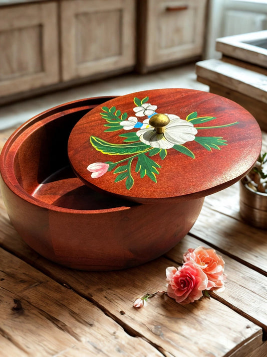 Phool Roti Box :Acacia Wood - gruham