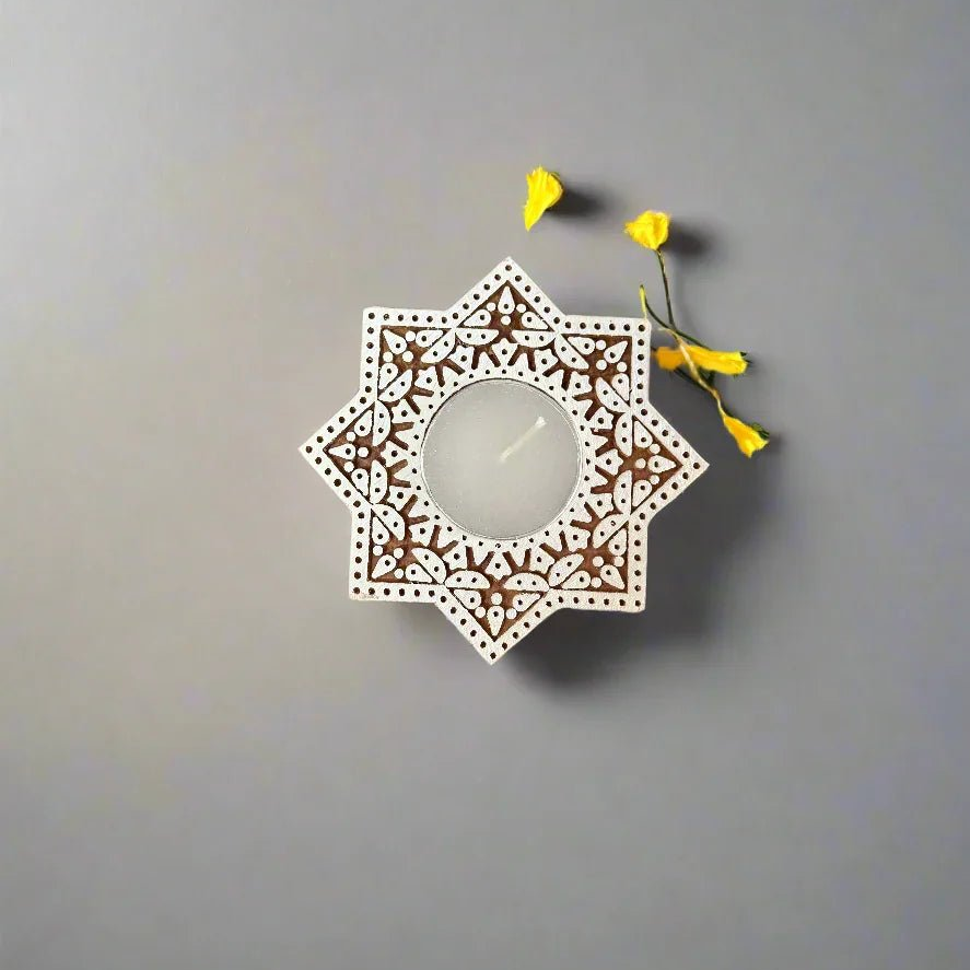 Star Shaped Wooden Tea light Candle Holder