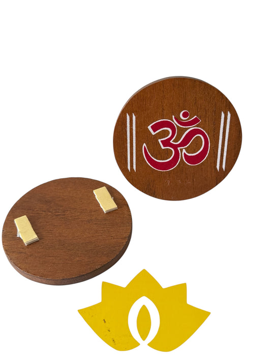 Hand-Painted Wooden OM : Set of 2 – Sacred Symbol of Peace, Spirituality & Divine Energy