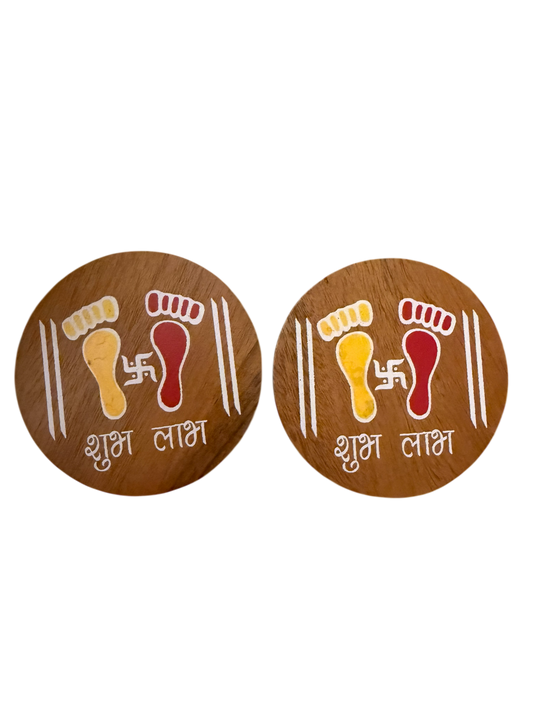Hand-Painted Wooden Laxmi Paule – Traditional Footprints of Prosperity