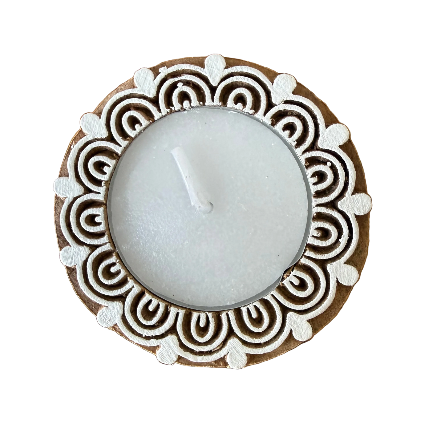 Flower Shaped Wooden Tea light Candle Holder : Set of 2