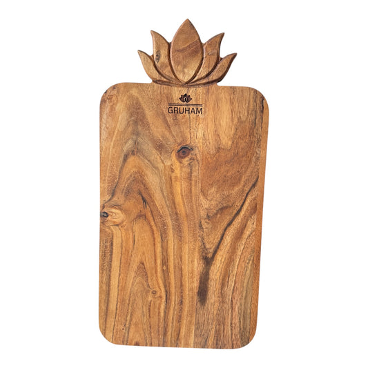 Lotus Handle Acacia Wood Cutting Board with Round Handle