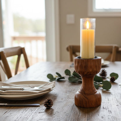 GRUHAM Handcrafted Tall Wooden Candle Holder