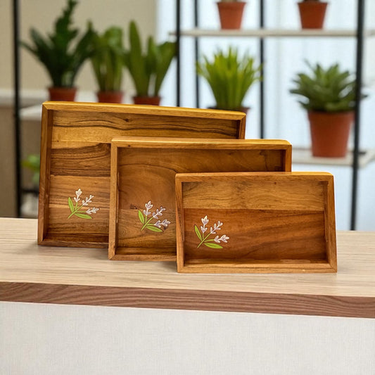Tulip Bloom Serving Tray – Set of 3 (Large, Medium & Small)