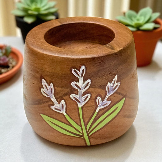 Tulip Bloom Wooden Tea Light Candle Holder