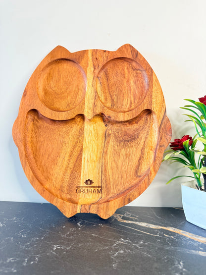 GRUHAM Handcrafted Wooden Owl Platter - Unique Eco-Friendly Serving Tray