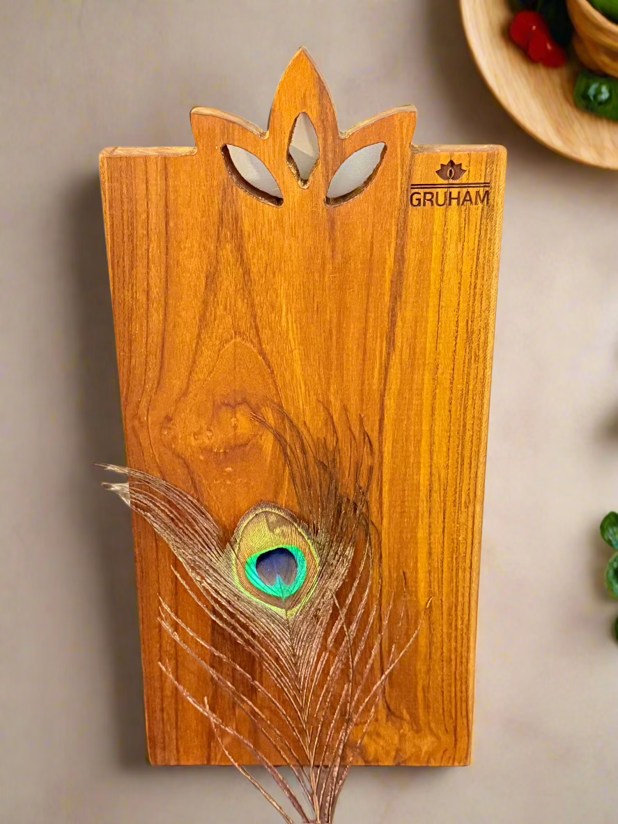 GRUHAM LotusGrip™ Teakwood Cutting Board with Lotus Handle – 16x7.5 inch No-Joint Design