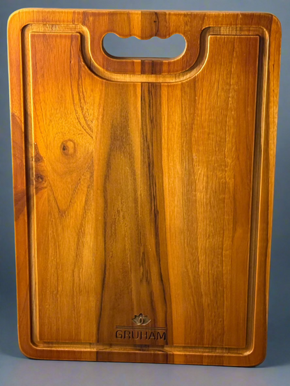 Rectangular Teakwood Cutting Board with Juice Groove - gruham