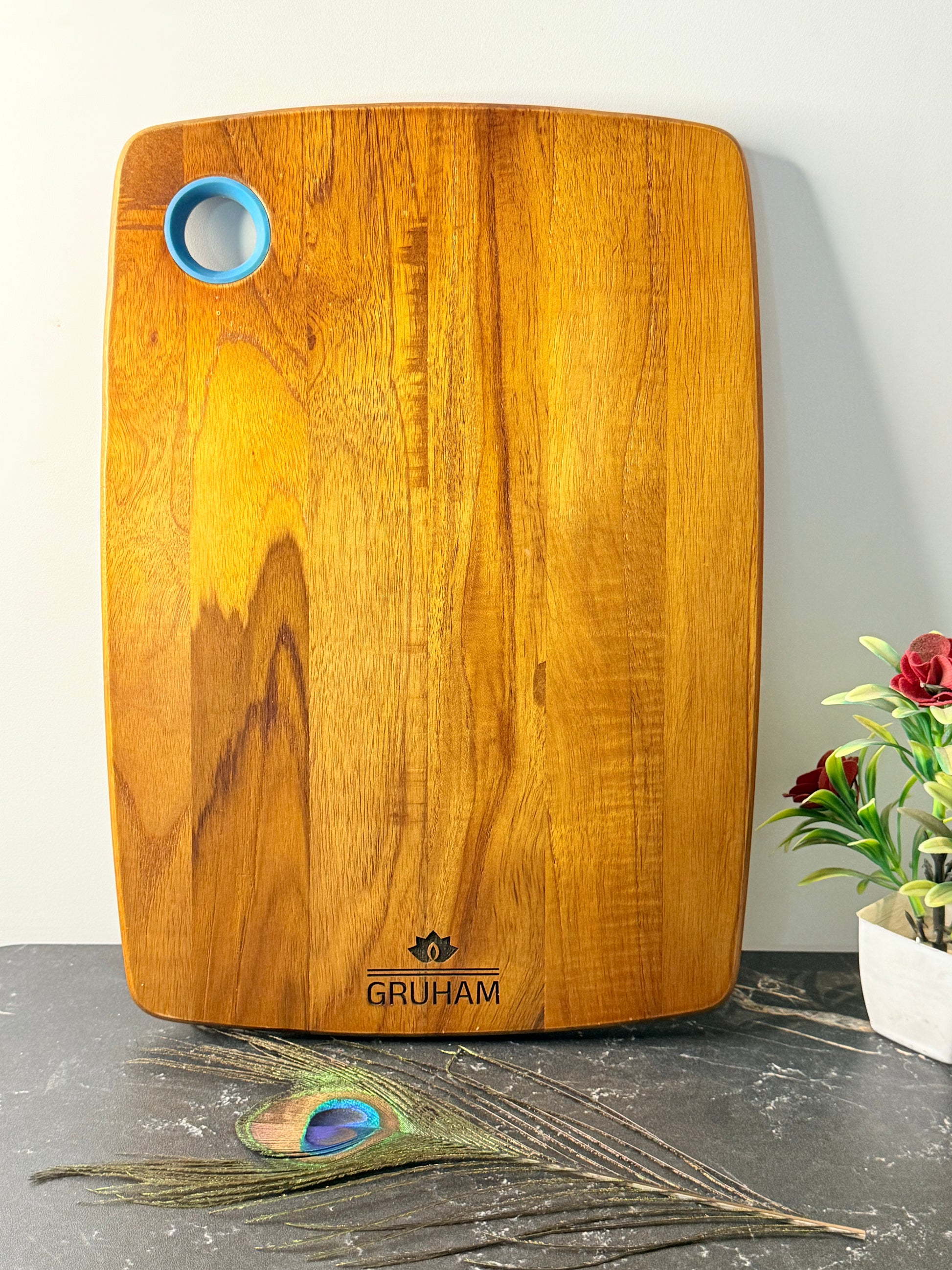 GRUHAM RectaEdge™ Wooden Board used for chopping vegetables and serving