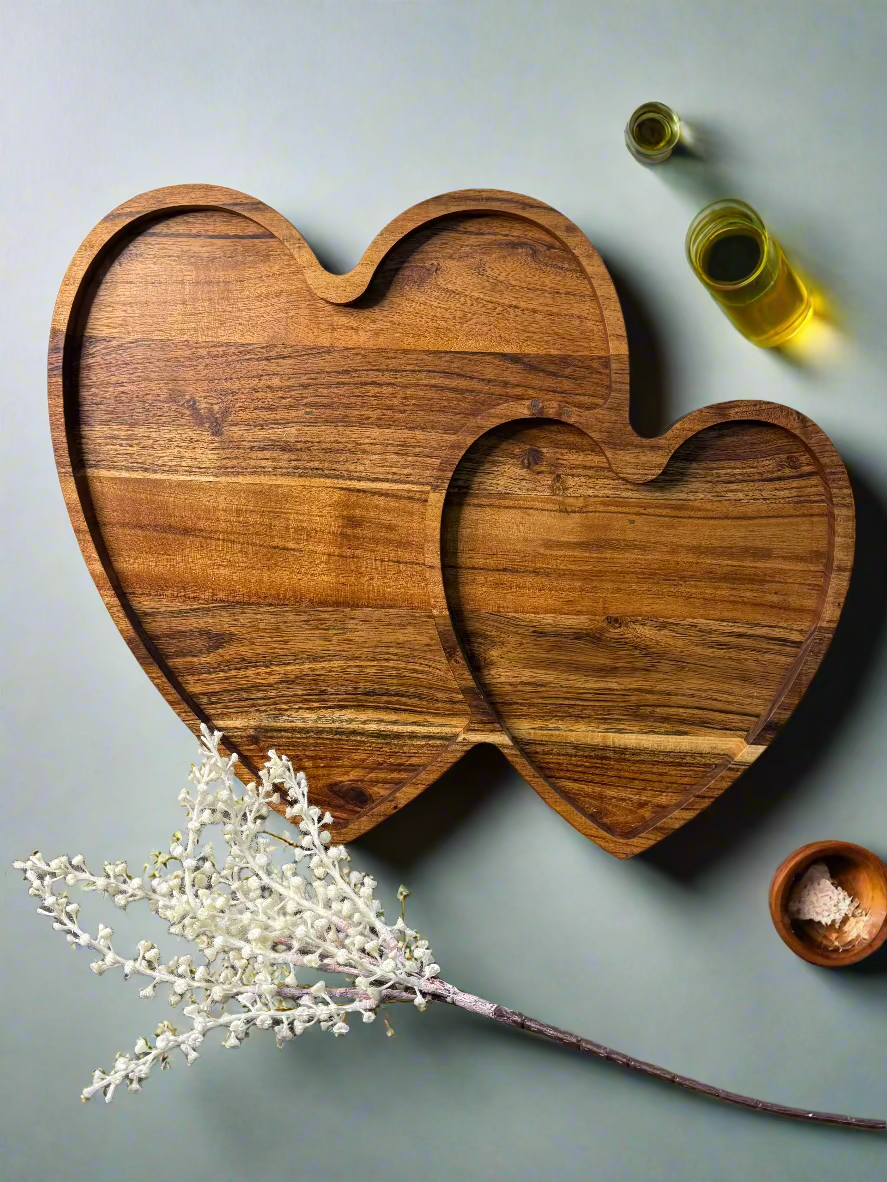 GRUHAM handcrafted heart-shaped tray used for festive serving and gifting