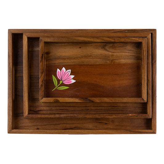 Padma Lotus Serving Tray – Set of 3 Large, Medium & Small