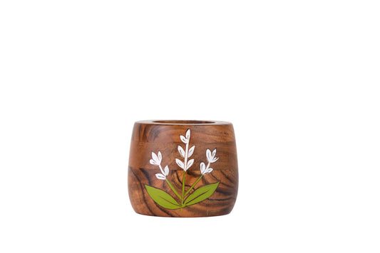Tulip Bloom Wooden Tea Light Candle Holder
