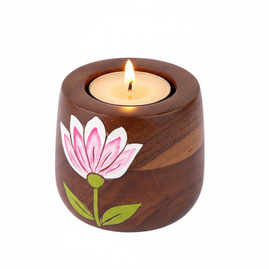 Padma Lotus Wooden Tea light Candle Holder