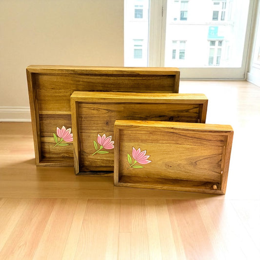 Padma Lotus Serving Tray – Set of 3 (Large, Medium & Small)