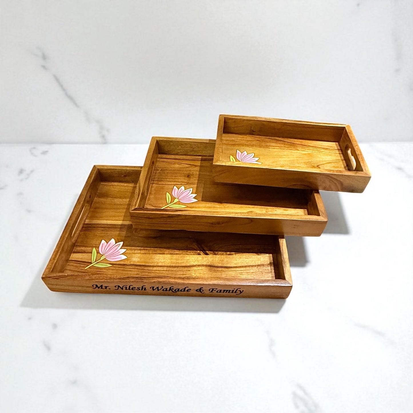 Padma Lotus Serving Tray – Set of 3 (Large, Medium & Small)