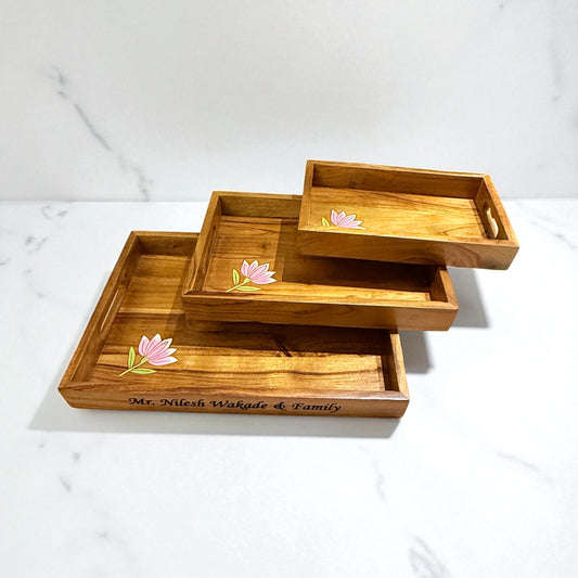 Padma Lotus Serving Tray – Set of 3 (Large, Medium & Small)