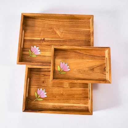 Padma Lotus Serving Tray – Set of 3 (Large, Medium & Small)