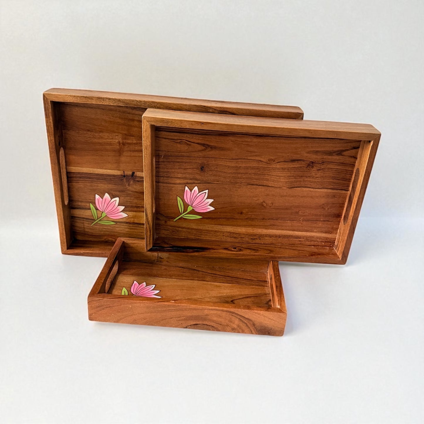 Padma Lotus Serving Tray – Set of 3 (Large, Medium & Small)