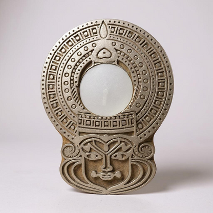 Kathakali Wooden Tea Light Candle Holder