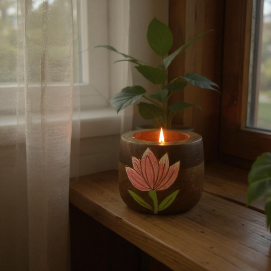 Padma Lotus Wooden Tea light Candle Holder