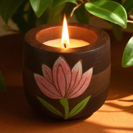 Padma Lotus Wooden Tea light Candle Holder