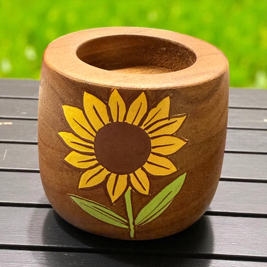 Sunshine Bloom Wooden Tea Light Candle Holder