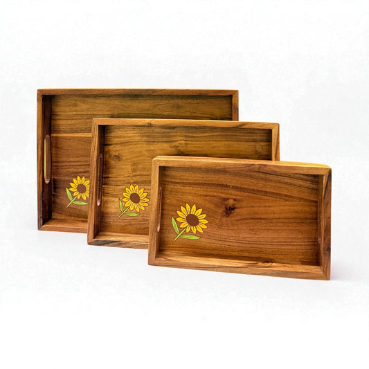 Sunshine Bloom Serving Tray – Set of 3 (Large, Medium & Small)