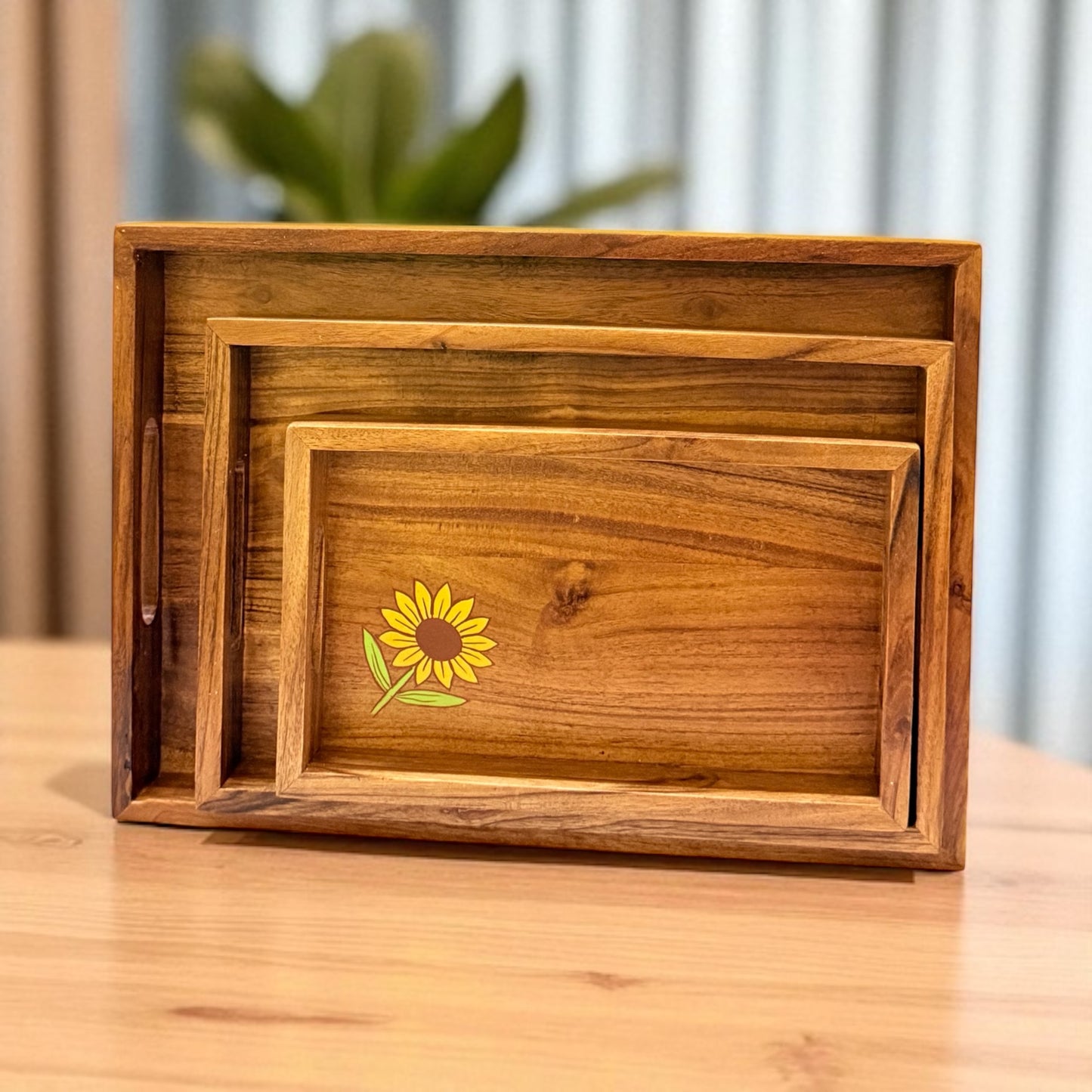 Sunshine Bloom Serving Tray – Set of 3 (Large, Medium & Small)