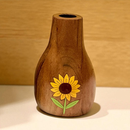 Sunshine Bloom Wooden Planter – Hand-Painted Decorative Flower Vase